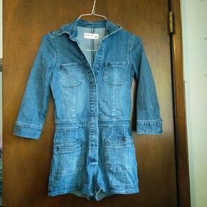 Pistola Denim Fitted Jean Romper Jumpsuit XS 0